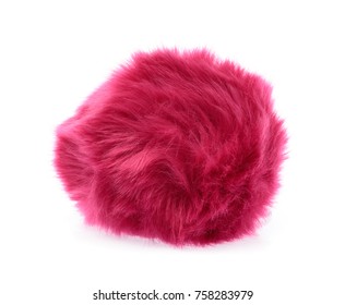 Pink Fur ball isolated on white background