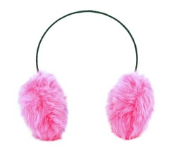 Pink Furry Ear Muffs Isolated On White