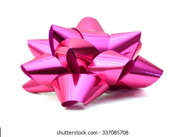 Pink Gift Bow Isolated On White Background