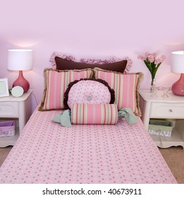 Pink Girls Bedroom Interior