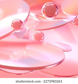 Pink glass space background 3d scene light