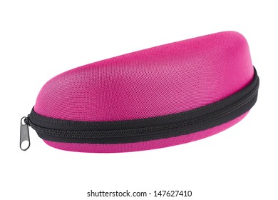 pink glasses case isolated on white background