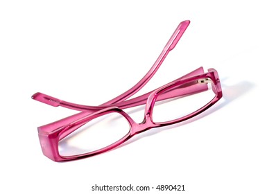 Pink Glasses Isolated On White.