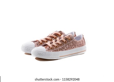 Pink Glitter Girls Sneakers Tennis Shoes