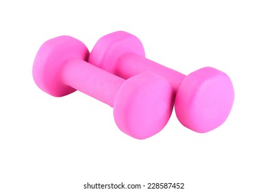 pink glossy dumbbell isolated on white - Shutterstock ID 228587452