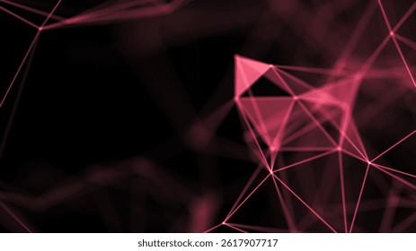 Pink glowing lines form a complex network structure against a dark background. Abstract digital art.