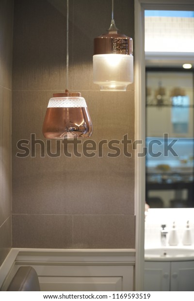 Pink Gold Brass Ceiling Lamps Incandescent Royalty Free