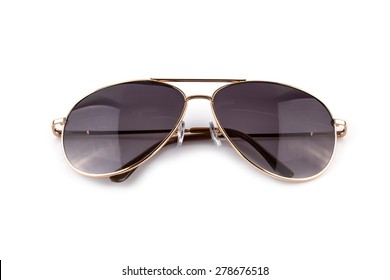 Pink Gold Elegant Sunglasses Isolated On  White Background