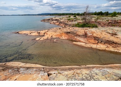 Pink Granite Rocks On The Coast Of Georgian Bay, Canada