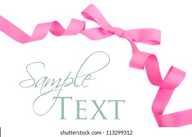 Pink Grosgrain Ribbon And Bow Isolated On White