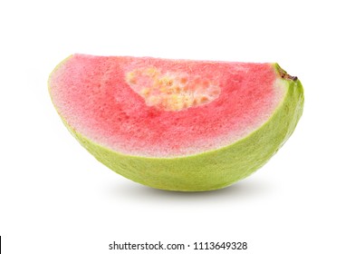 Pink Guava Slice Isolated On White Background
