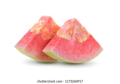 Pink Guava Slice Isolated On White Background