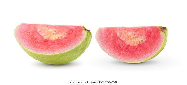 Pink Guava Slice Isolated On White Background