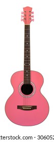 Pink Guitar on white background (with clipping path)