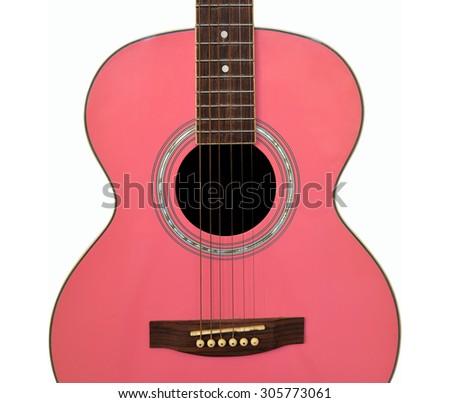 Pink Guitar on white background
