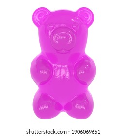 Pink gummy bear isolated white background