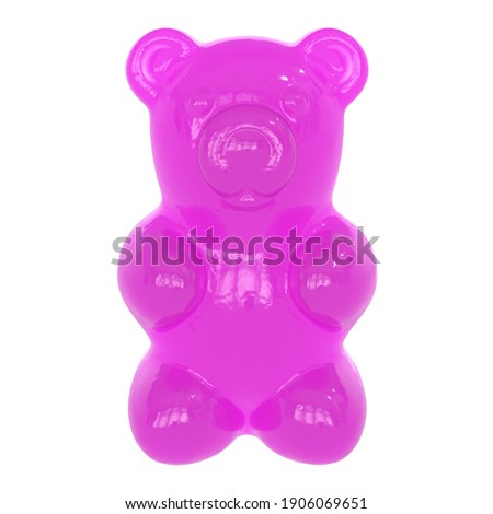 Pink gummy bear isolated white background