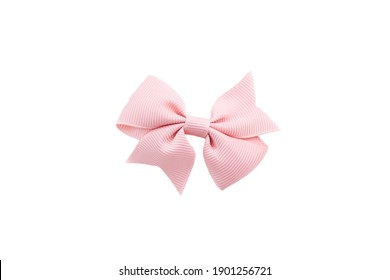 Pink Hair Bow Isolated On White.