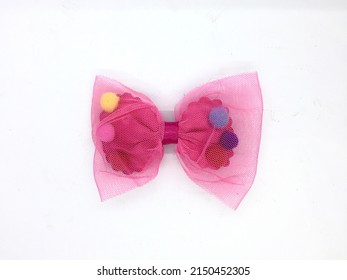 Pink Hair Bow Tie Hairpin Close Up