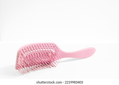 Pink Hairbrush Isolated On White Background