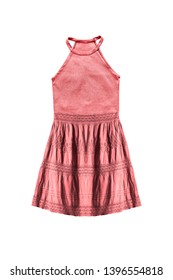 Pink Halter Mini Dress Isolated Over White