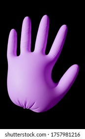 Pink Hand Balloon With Surgical Glove, On The Black Background