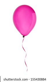 pink happy air flying balloon isolated on white background