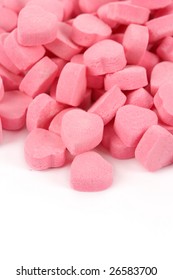 Pink Heart Shape Candy Close Up