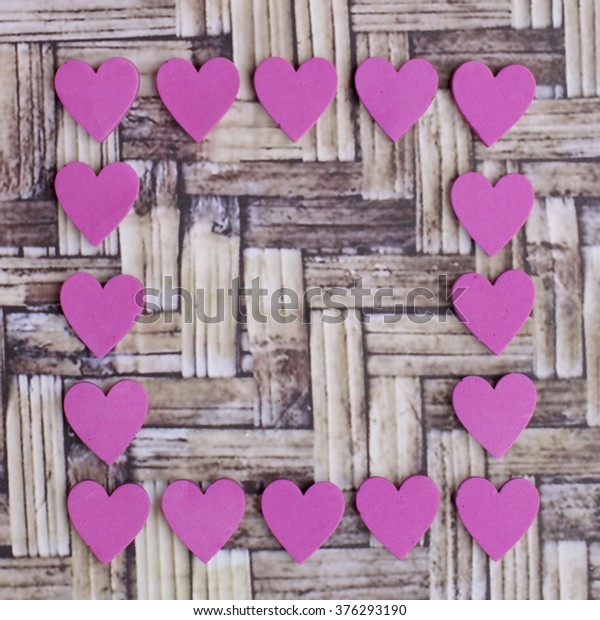 Download Pink Heart Square Frame On Wood Stock Photo (Edit Now ...