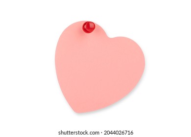 Pink Heart Sticky Not With Button Isolate