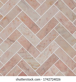 Pink Herringbone Marble Mosaic Tile Texture