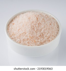 Pink Himalayan Salt On A White Background.