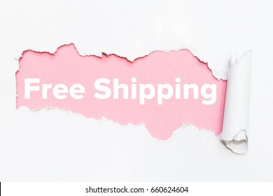 Pink hole in white paper. Free shipping. - Shutterstock ID 660624604