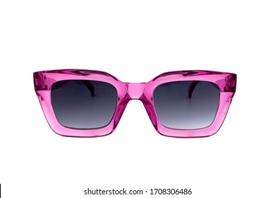Pink horn rimmed sunglasses for women isolated white background  front view