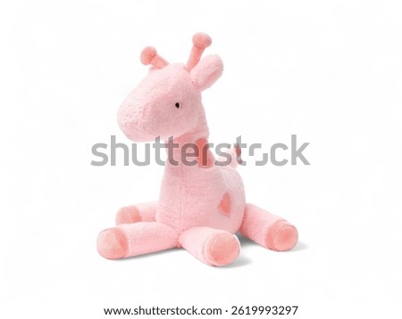 Pink innocent giraffe plush toy in the white background