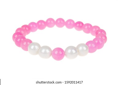 Pink Jadeite And Pearl Bracelet