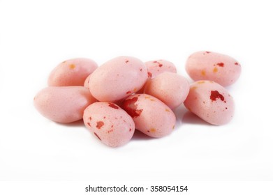  Pink Jelly Beans On White Background