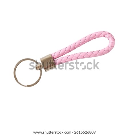 pink key chains isolated on white background.