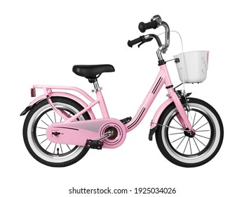 Pink Kids Bike Isolated On A White Background