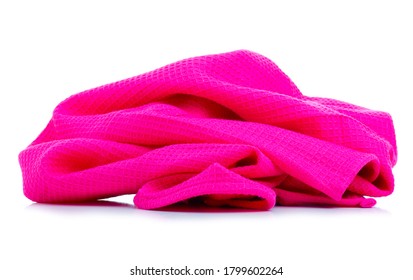 Pink Kitchen Towel On White Background Isolation