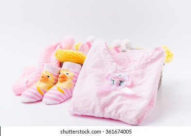 Pink Knit Hat And Socks Gift Set For A Newborn Baby Girl