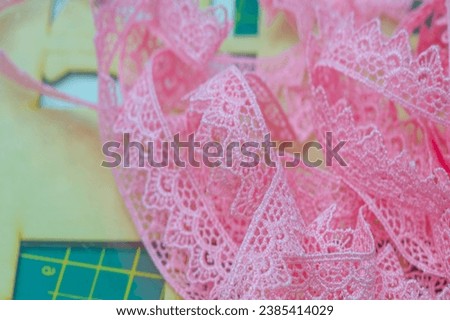 Pink lace ribbon Maybe Republic for adding fun style or upmarket decoration Ideal for making handmade cards and other crafts Openwork detail making it look charming