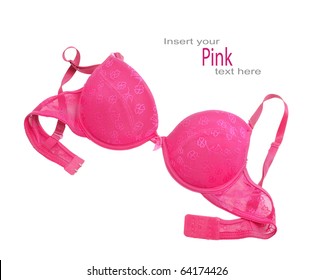 Pink lady bra isolated over white background. Sexy female valentines lingerie.