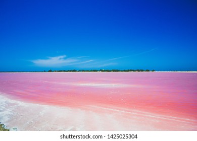 Pink Lake In Cancun, Mexico