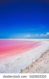 Pink Lake In Cancun, Mexico