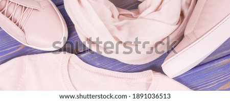 Similar – Image, Stock Photo pink textile shoes and other items for fitness