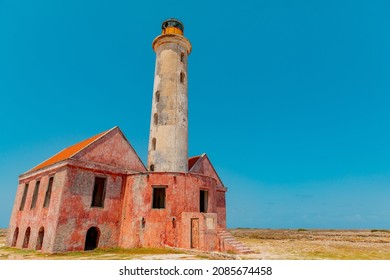 Pink Lighthouse On Klein Curaçao, A Small Tropical Island For The Coast Of Curaçao