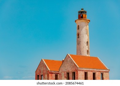 Pink Lighthouse On Klein Curaçao, A Small Tropical Island For The Coast Of Curaçao