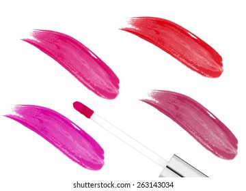 Pink Lip Gloss Isolated On White Background