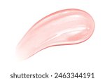 Pink lip gloss texture isolated on white background. Smudged cosmetic product smear. Makup swatch product sample